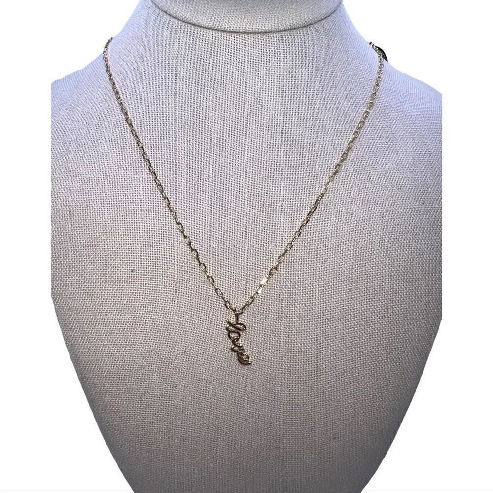 Baublebar Gold Tone Love Necklace Curb Chain NWT